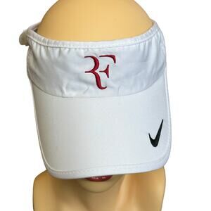 Rare Nike Roger Federer RF visor Tennis White and Red Initials Unisex Adjustable